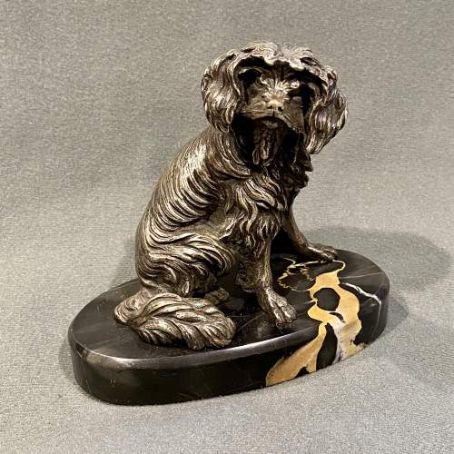 Cast Bronze Dog on a Marble Base image-1