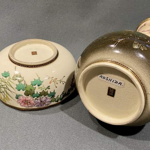 Meiji Period Japanese Satsuma Mallet Vase and Shallow Bowl image-6