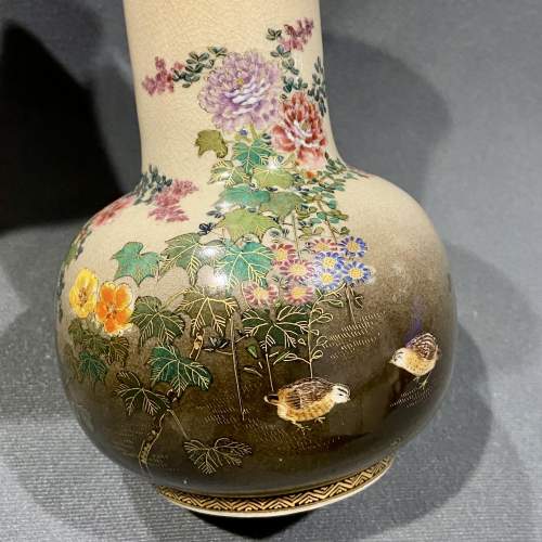 Meiji Period Japanese Satsuma Mallet Vase and Shallow Bowl image-3