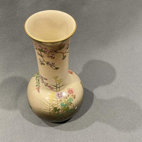 Meiji Period Japanese Satsuma Mallet Vase and Shallow Bowl image-4