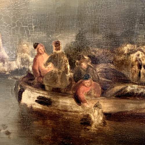 Circle of Pterus van Schendel Coastal Scene Oil on Panel image-2