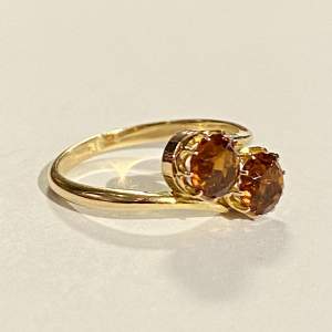 18ct Gold Garnet Toi et Moi Ring