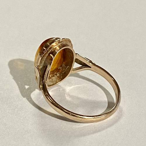 Vintage 9ct Gold Amber Cabochon Ring image-5