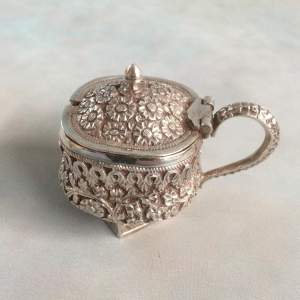 Indian Silver Gilded Mustard Pot