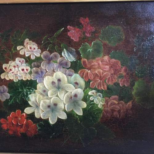 Antique Still Life of Mixed Flowers Oil on Board Monogrammed image-3