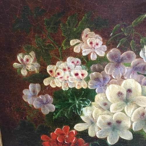 Antique Still Life of Mixed Flowers Oil on Board Monogrammed image-5