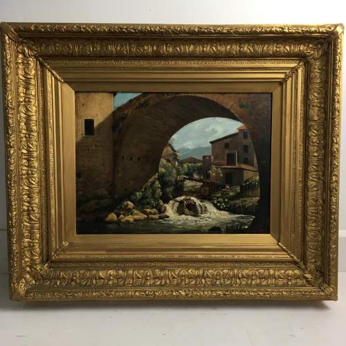 Early 20th Century Antique Continental School River Landscape Oil image-1