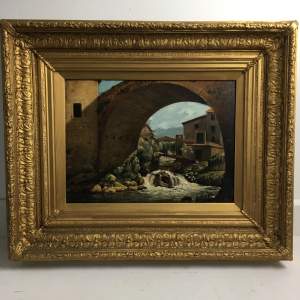 Early 20th Century Antique Continental School River Landscape Oil