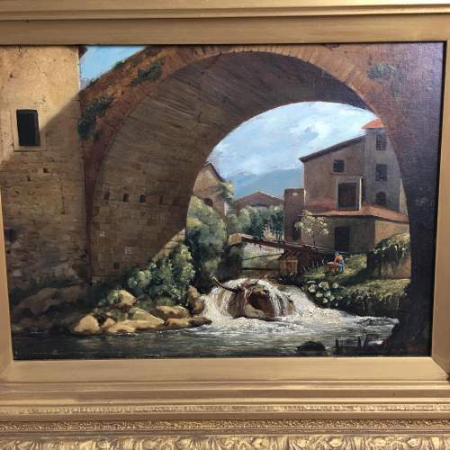 Early 20th Century Antique Continental School River Landscape Oil image-2