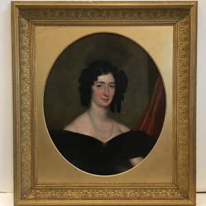 Fine 19th Century Portrait of a Lady Mrs Sandys Antique Oil Painting