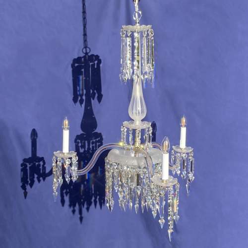 Gustavian 3-Arm Crystal Chandelier decorated with Albert Drops image-1