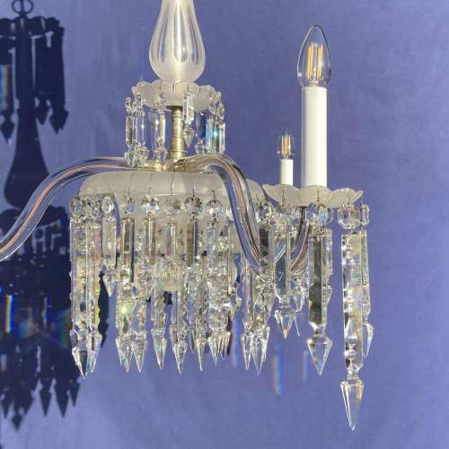 Gustavian 3-Arm Crystal Chandelier decorated with Albert Drops image-2