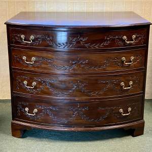19th Century Carved Mahogany Bow Front Chest of Drawers