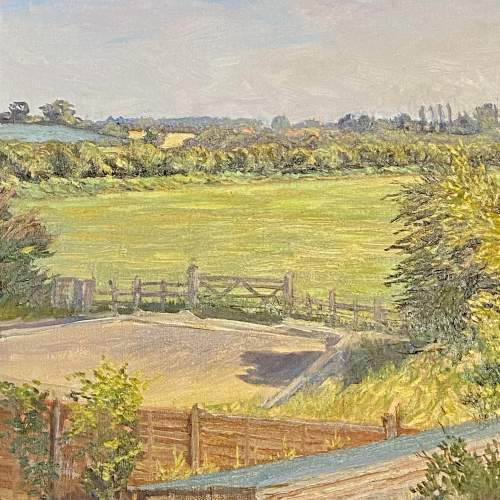 20th Century Framed Oil of View Towards Tetney image-2
