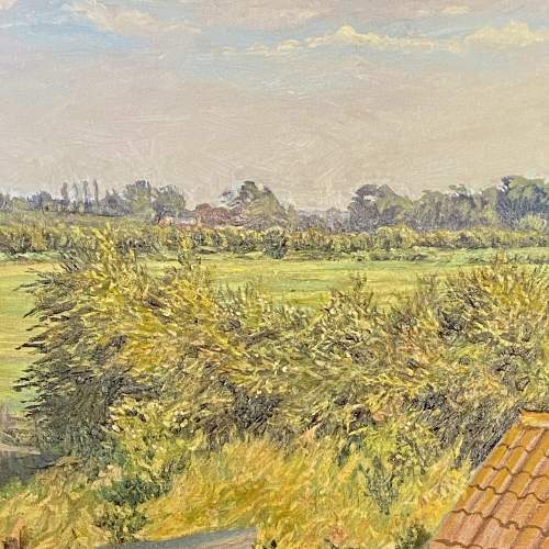 20th Century Framed Oil of View Towards Tetney image-3