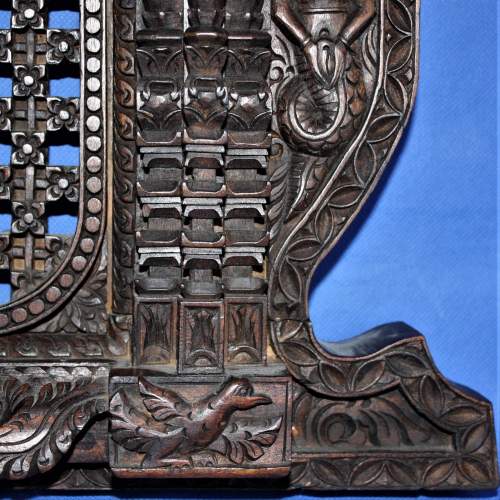Carved Indian Wall Plaque Featuring Mythological Figures and Birds image-5