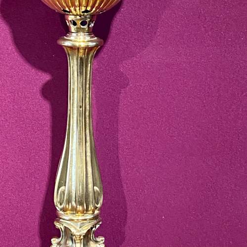 Art Nouveau Tall Brass Oil Lamp image-5