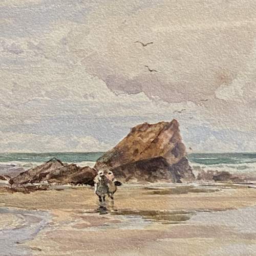 Late 19th Century Edmund Wimperis Watercolour Coastal Scene image-2