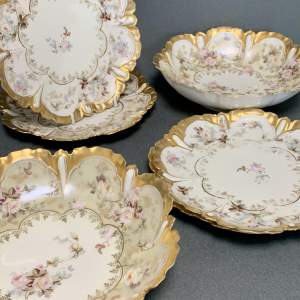 Set of Pretty Floral Hand Decorated Plates and Bowls - Limoges