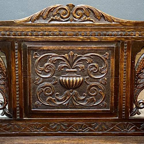 Victorian Carved Oak Hall Settle image-5