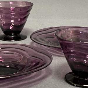 Pair of Webbs Amethyst Glass Bowls and Stands