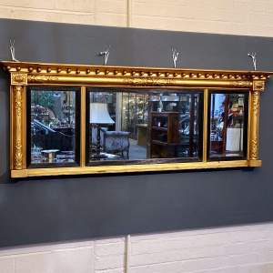 Large Regency Triptych Giltwood Wall Mirror