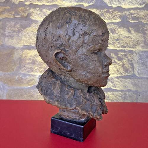 Patinated Plaster Bust of a Young Boy with Ruff Collar by Braus image-2