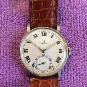 Very Rare 1930s-1940s Omega Manual Wind White Faced Watch