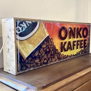 Illuminated Advertising Sign German Onko Kaffee 1950