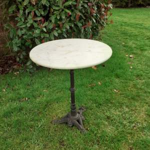 Vintage Pub Table with Marble Top on Iron Base