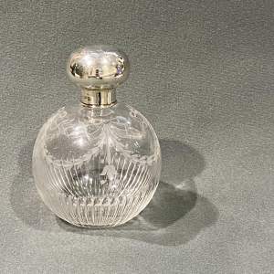Early 20th Century Engraved Silver Topped Glass Scent Bottle
