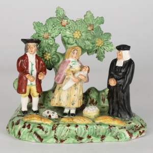 Victorian Staffordshire Pottery Tithe Pig Group