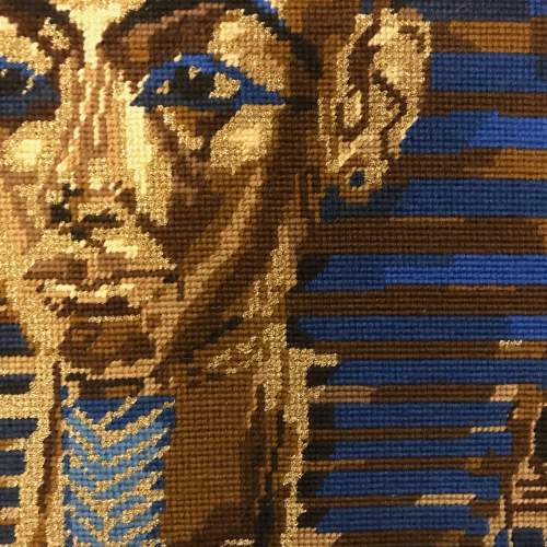 Vintage Tapestry of Tutankhamen in Decorative Giltwood Frame image-2