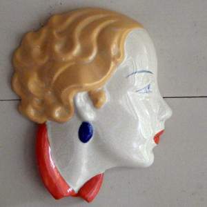 Art Deco Original 1930s Czech Pottery Wall Mask
