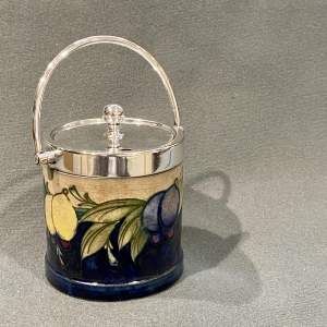 Moorcroft Wisteria Pattern Preserve Pot with Silver Plate Mount