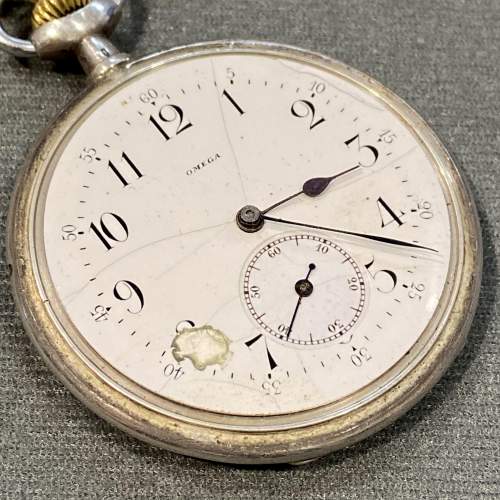 20th Century Omega Pocket Watch with Silver Albert Chain image-3