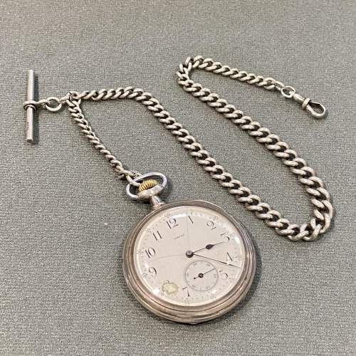 20th Century Omega Pocket Watch with Silver Albert Chain image-1