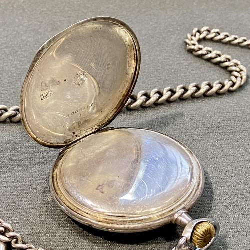 20th Century Omega Pocket Watch with Silver Albert Chain image-5