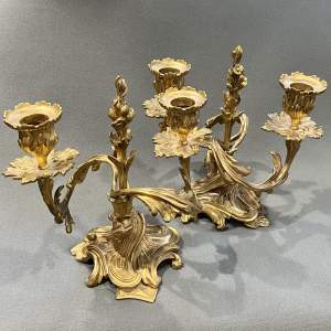 Pair of Late 19th Century French Gilt Bronze Candelabra