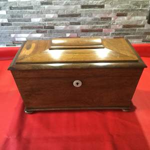 Early Victorian Rosewood and Mahogany Sarcophagus Tea Caddy
