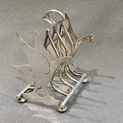 Edwardian Silver Toast Rack with Geese Ends image-1