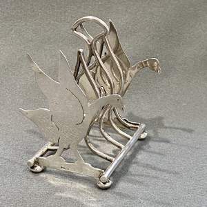 Edwardian Silver Toast Rack with Geese Ends