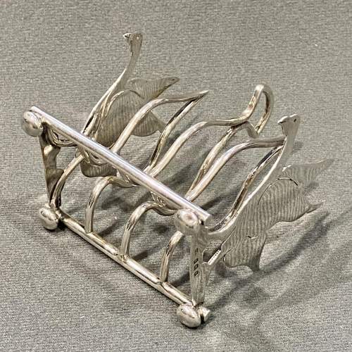 Edwardian Silver Toast Rack with Geese Ends image-5