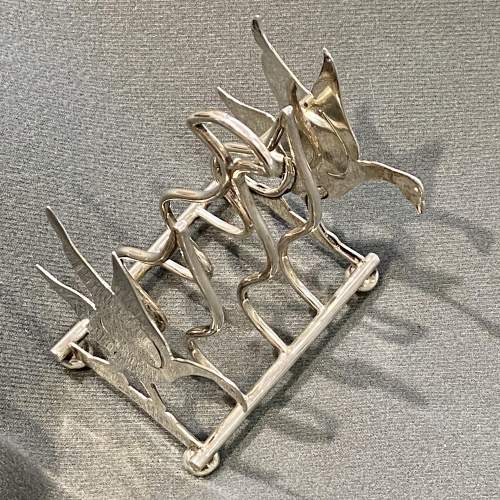 Edwardian Silver Toast Rack with Geese Ends image-4