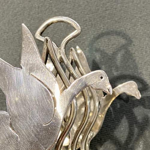 Edwardian Silver Toast Rack with Geese Ends image-3