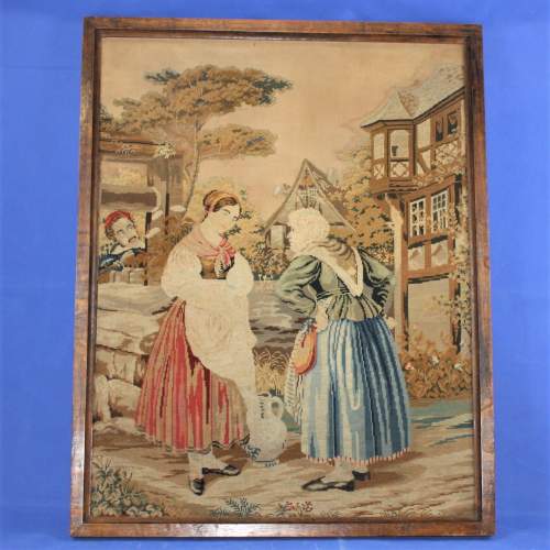 19th Century Tapestry of Two Women by a Well image-1