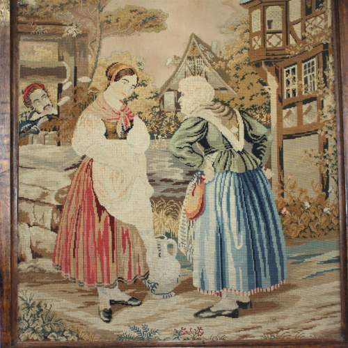 19th Century Tapestry of Two Women by a Well image-3