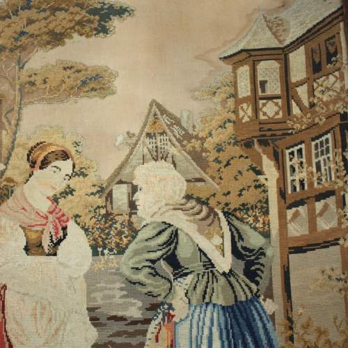 19th Century Tapestry of Two Women by a Well image-4