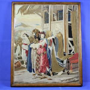 Large 19th Century Tapestry - Figures Outside of a Building