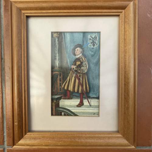 19th Century Continental Water Colour of a Nobleman - Signed image-1